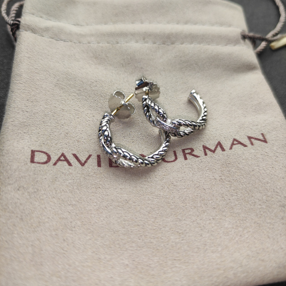 David Yurman Thread Cross-Diamond Earrings